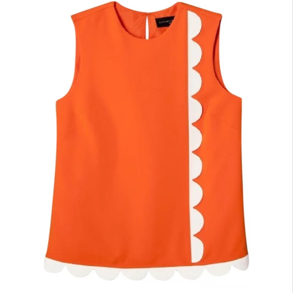 Victoria Beckham Target Twill Tank Top with Asymmetric Scallop Trim